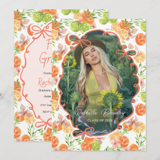 Convites Foto de Flor de Citrino Laranja Recém Graduado