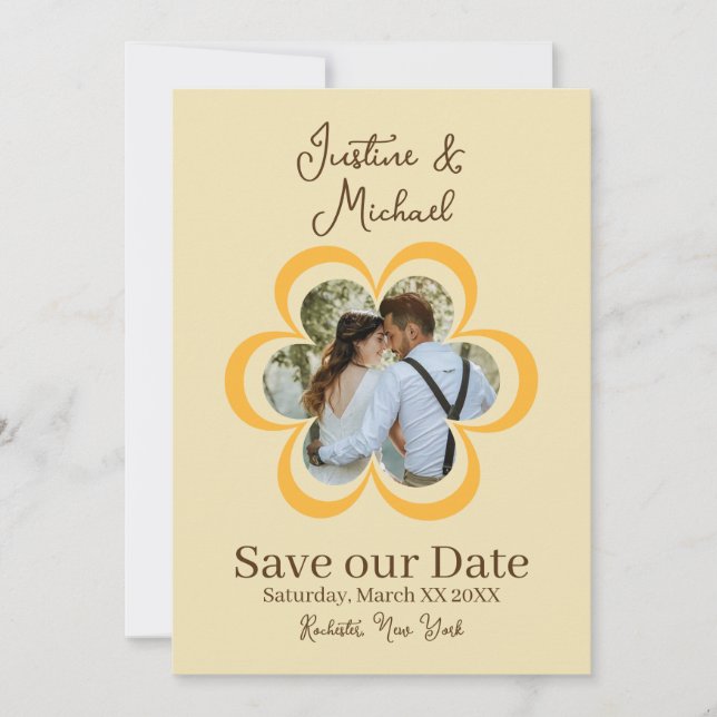 Convites Foto de Flor Laranja Retro Casamento Save the Date (Frente)