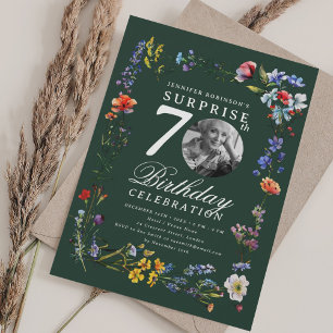 Convites Foto de Flor Silvestre SURPRESA 70º Aniversário Ve