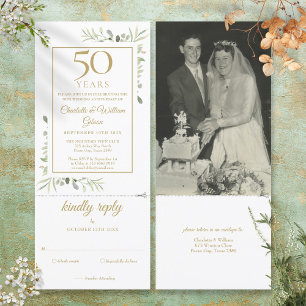 Convites Foto de Folhagem do 50º Aniversário de Casamento R