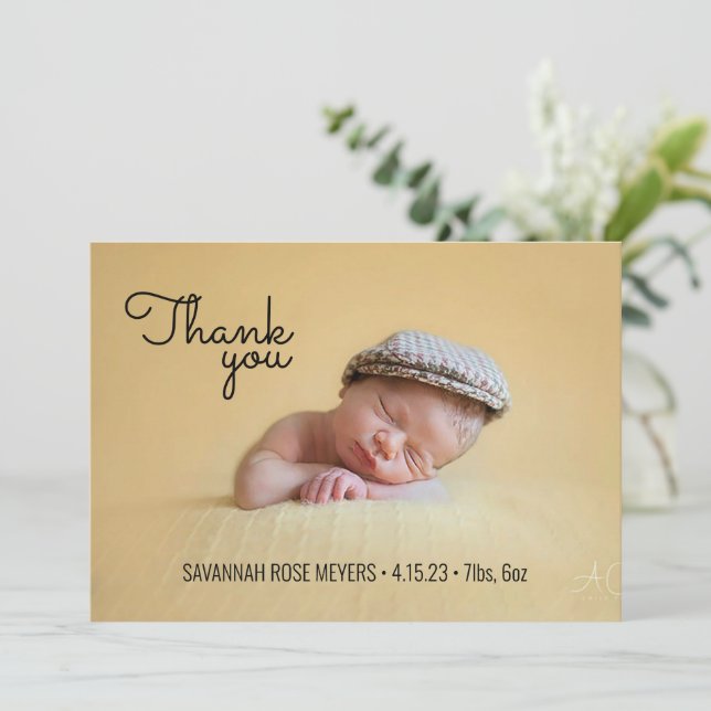 Convites Foto de fontes retrorativas - Obrigado Nota (Em pé/Frente)