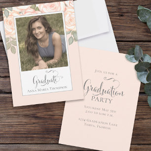 Convites Foto de Formatura Elegante Minimalista Script Pêss