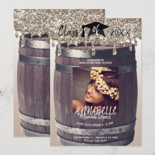 Convites Foto de formatura moderna e rústica com brilho dou