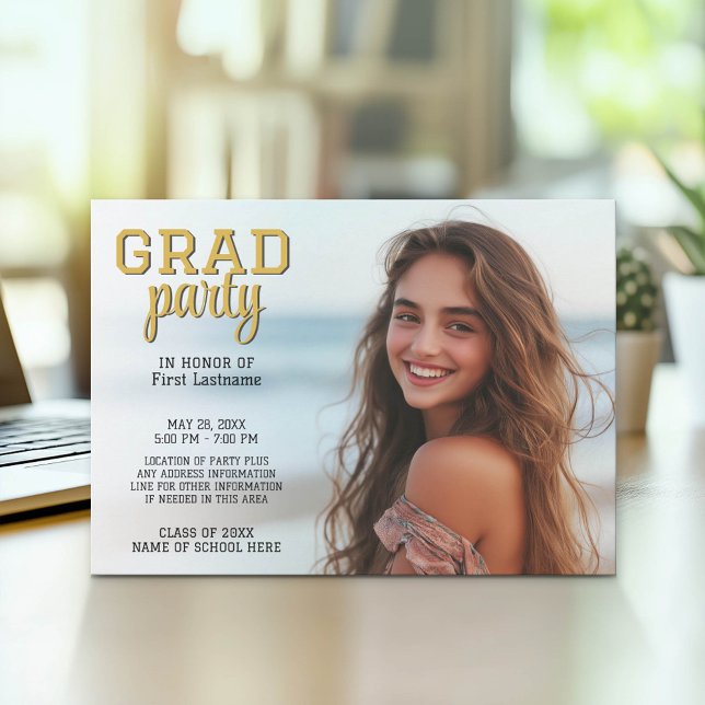 Convites Foto de Formatura - Script de Festa de Formatura D (Graduation Party Invitation with Photo)