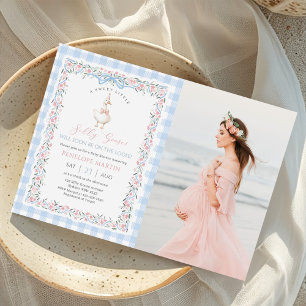 Convites Foto de Ganso Bobo Xadrez Neutro em Gênero