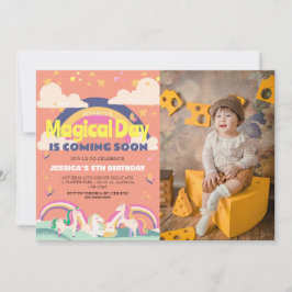 Convites Foto de Garota Simples e Cuta Menina Unicórnio Pri