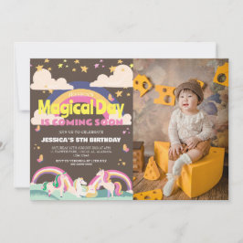 Convites Foto de Garota Simples e Cuta Menina Unicórnio Pri