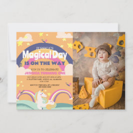 Convites Foto de Garota Simples e Cuta Menina Unicórnio Pri