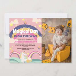 Convites Foto de Garota Simples e Cuta Menina Unicórnio Pri