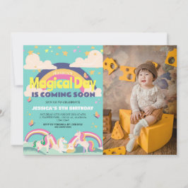 Convites Foto de Garota Simples e Cuta Menina Unicórnio Pri