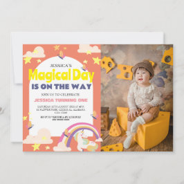 Convites Foto de Garota Simples e Cuta Menina Unicórnio Pri