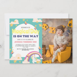 Convites Foto de Garota Simples e Cuta Menina Unicórnio Pri