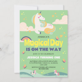 Convites Foto de Garota Simples e Cuta Menina Unicórnio Pri