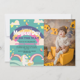 Convites Foto de Garota Simples e Cuta Menina Unicórnio Pri