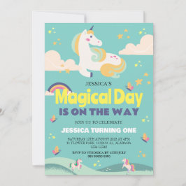 Convites Foto de Garota Simples e Cuta Menina Unicórnio Pri