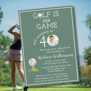 Convites Foto de Golfe de Senhora Elegante Aniversário de 4