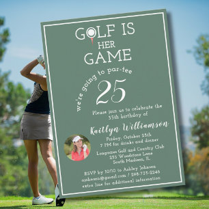 Convites Foto de Golfe de Senhora Elegante para Festa de An