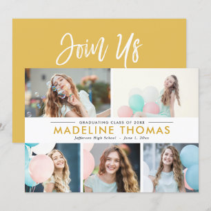 Convites Foto de Graduação de Colagem EDITÁVEL Limpa