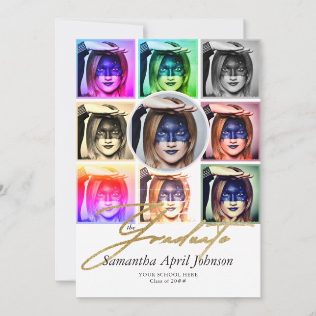 Convites Foto de Graduação de Graduação de Graduação de Pop (Frente)