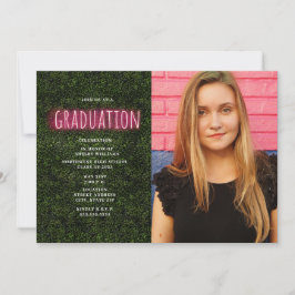 Convites Foto de graduação de Neon Boxwood