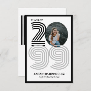 Convites Foto de Graduação de Números Grandes da Retrora Pr