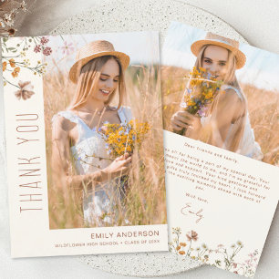 Convites Foto de Graduação de Sangue de Flor Selvagem Obrig