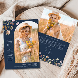 Convites Foto de Graduação de Sangue de Flor Selvagem Obrig