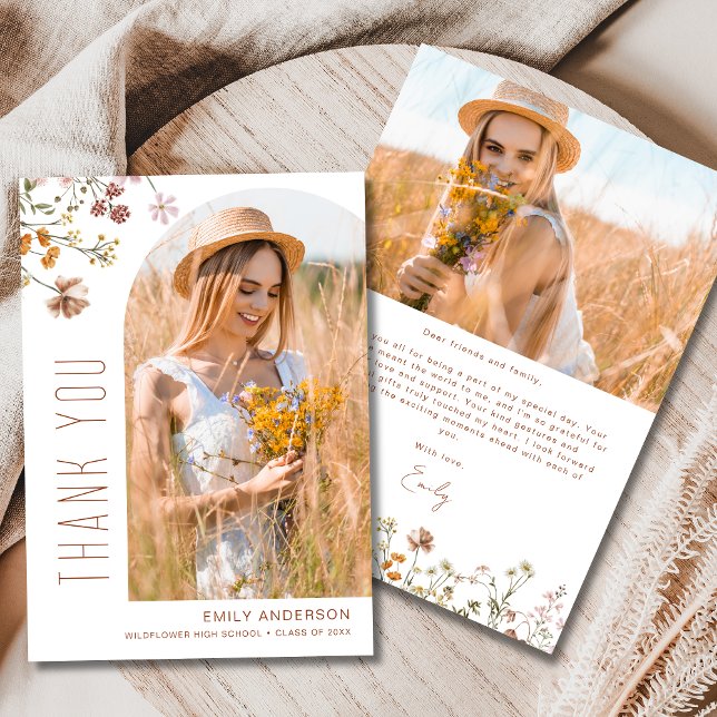 Convites Foto de Graduação de Sangue de Flor Selvagem Obrig (Criador carregado)