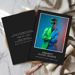 Convites Foto De Graduação Do Vintage Electric Blue