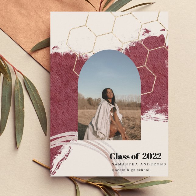 Convites Foto de graduação Dourada e rosa do Abstrato moder (Criador carregado)