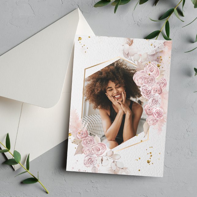 Convites Foto de Graduação Floral Rosa Rosa Rosa Rosa Elega (Criador carregado)