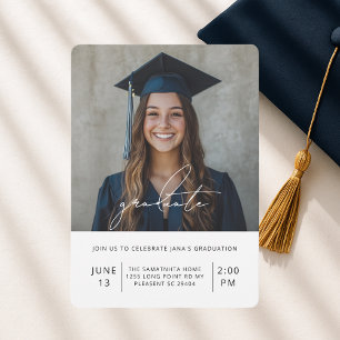 Convites Foto de Graduação Minimalista Moderna   Classe de 
