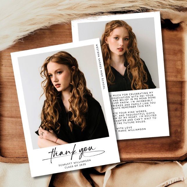 Convites Foto de Graduação Moderna - Obrigado Script (Criador carregado)