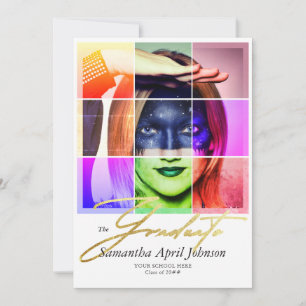 Convites Foto de Graduação Moderna Retro-Arte Pop da Revist