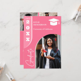 Convites Foto de Graduação Moderna Rosa