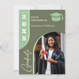 Convites Foto de Graduação Moderna Verde