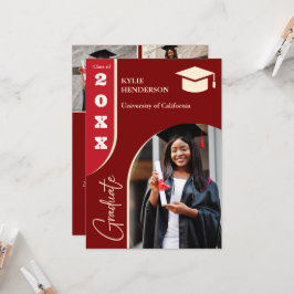 Convites Foto de Graduação Moderna Vermelha