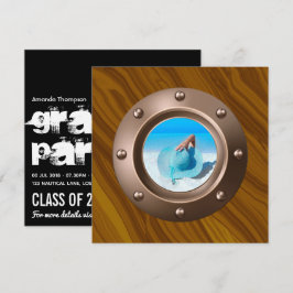 Convites Foto de Graduação Náutica Preta e Dourada