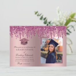 Convites Foto De Graduação Rosa Com Rosa De Derrapagem Da G