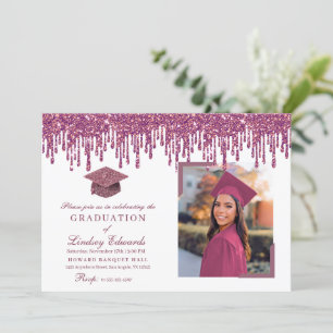 Convites Foto De Graduação Rosa Com Rosa De Derrapagem Da G