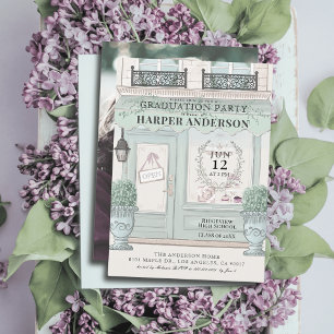 Convites Foto de Graduação Verde do Patisserie Paris