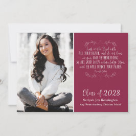 Convites Foto de Graduação Versa da Bíblia Cristã Burgundy