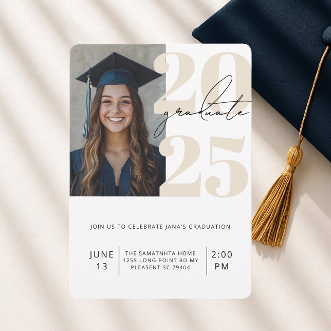 Convites Foto de Graduada Ousada Moderna 2025 (Criador carregado)