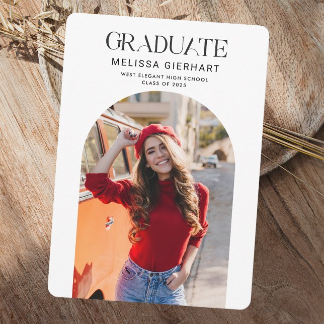Convites Foto de Graduado Festa de Formatura 2026 (Graduation 2025 Rounded Corners Photo Block Party Invitation)