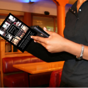 Convites Foto de grande abertura do restaurante preto e bra