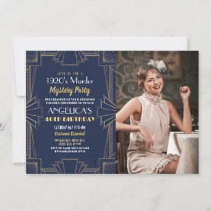 Convites Foto de Jantar de Aniversário com Mistério de Assa