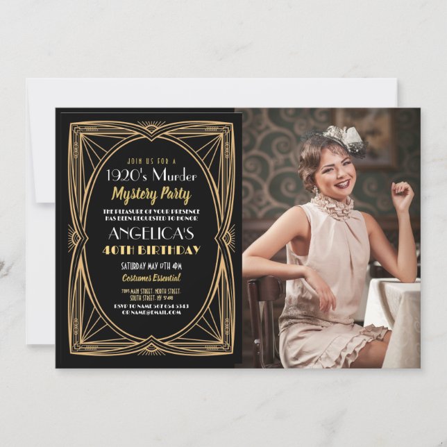 Convites Foto de Jantar de Aniversário com Mistério de Assa (Frente)