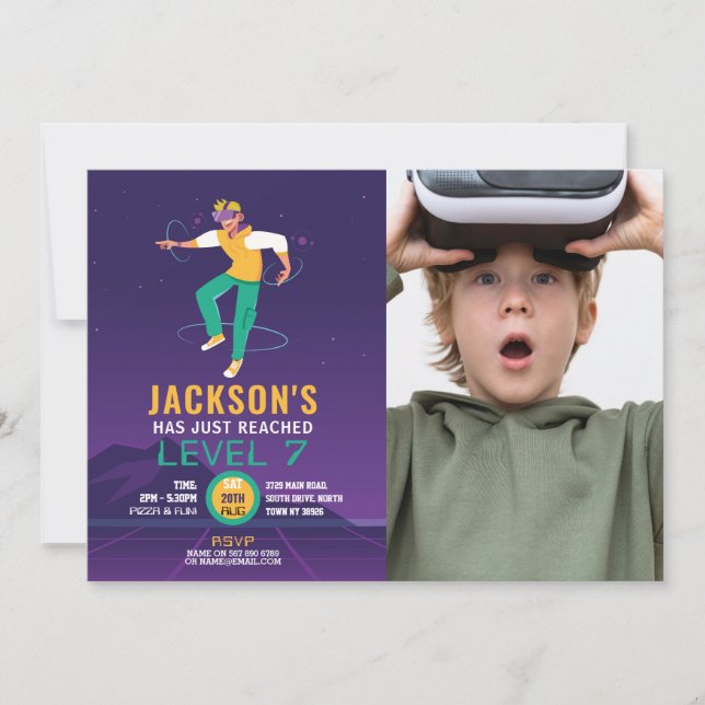 Convites Foto de jogador digital de jogos de realidade virt (Frente)