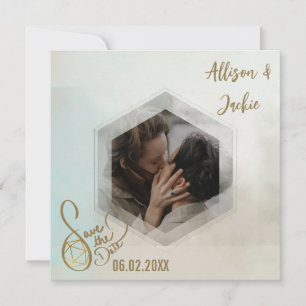 Convites Foto de Jogo de Mesa D20 em Aquarela Save the Date