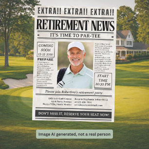 Convites Foto de jornal de golfe engraçado do homem para fe
